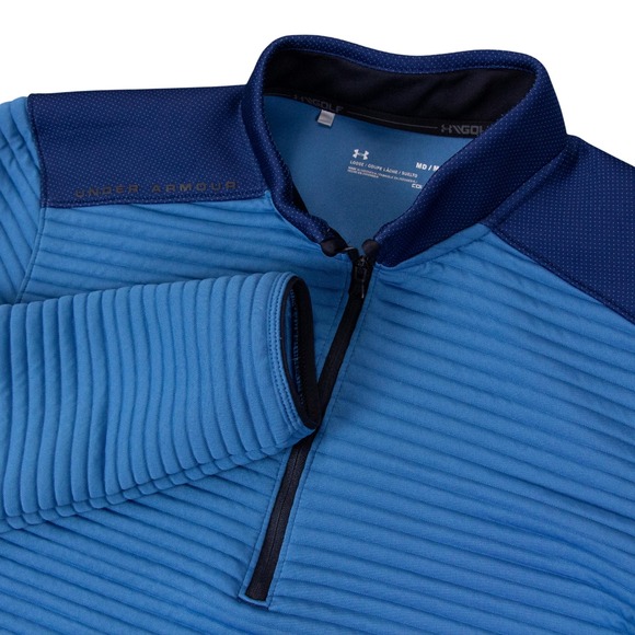 Under Armour Other - Under Armour Mens M ColdGear Golf 1/4 Zip‎ Pullover Blue Textured Ribbed